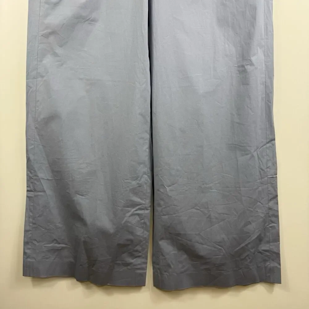 Tory Burch Light Blue Wide Leg Trouser Pants Size 2 Stretch Cotton Poplin Office